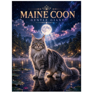 Maine Coon Katze, Kinorealismus-Kunst Postkarte