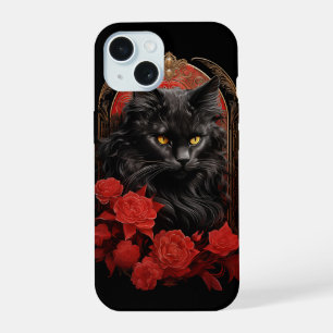 Maine Coon-Katze mit Blume iPhone 15 Hülle