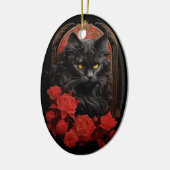 Maine Coon-Katze mit Blume Keramik Ornament (Links)