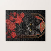 Maine Coon-Katze mit Blume Puzzle (Horizontal)