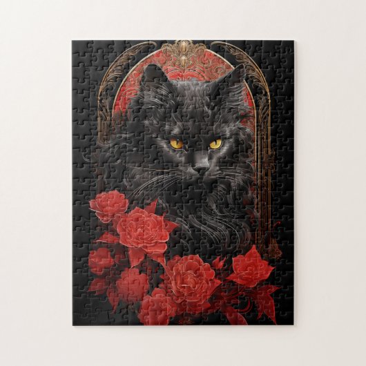 Maine Coon-Katze mit Blume Puzzle (Vertikal)