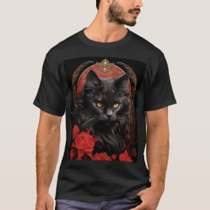 Maine Coon-Katze mit Blume T-Shirt