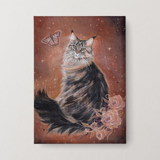 Maine Coon-Katze mit Blumenkunst von Renee Button (Vorderseite)