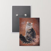 Maine Coon-Katze mit Blumenkunst von Renee Button (Vorderseite/Rückseite)