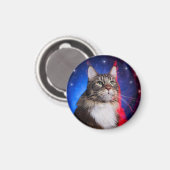 Maine-Coon-Katze mit rot-weißer Aura und Sternen Magnet (Vorderseite/Rückseite)