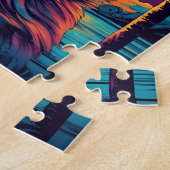 Maine Coon Katze mit Sonnenbrille am Strand Puzzle (Seite)