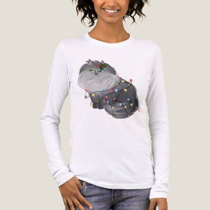 Maine Coon Katze mit Weihnachtsdekorationen Tri-Blend Shirt
