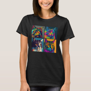 Maine Coon Katze Pop Illustration Farbige Tier T-Shirt