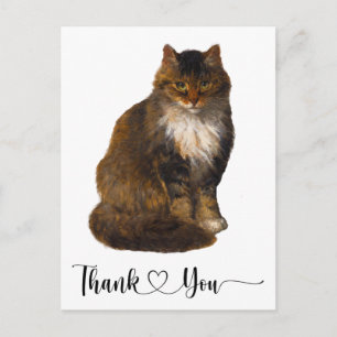 Maine Coon Katze Porträt Kunst Danke Schrift Herz Postkarte