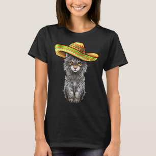 Maine Coon Katze Sombrero Mexikanisches Kätzchen V T-Shirt