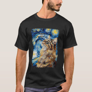 Maine Coon Katze Sternennacht Malerei T-Shirt