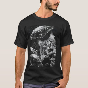 Maine Coon Katze UFO Alien Außerirdischer Selfie T-Shirt