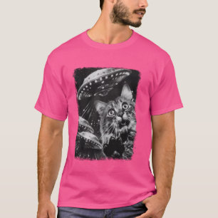 Maine Coon Katze UFO Alien Außerirdischer Selfie T-Shirt