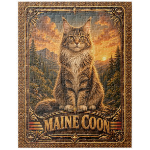 Maine Coon Katze, Vintage Art Puzzle