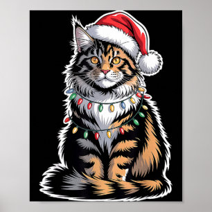 Maine Coon Katze Weihnachten Xmas Kätzchen Katzenl Poster