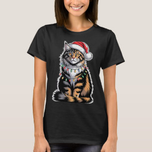 Maine Coon Katze Weihnachten Xmas Kätzchen Katzenl T-Shirt