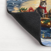 Maine Coon Katze Weihnachtsboot Urlaub Mousepad (Ecke)