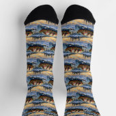 Maine Coon Katze Weihnachtsboot Urlaub Socken (Oben)