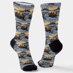 Maine Coon Katze Weihnachtsboot Urlaub Socken