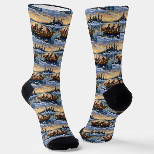 Maine Coon Katze Weihnachtsboot Urlaub Socken (Gewinkelt)