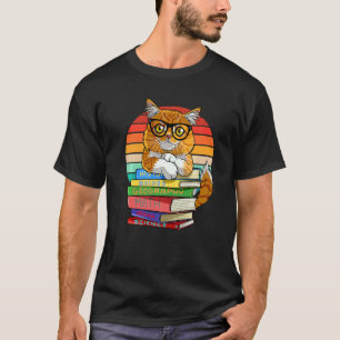 Maine Coon Katze Zurück zur Schule Bücherwurm T-Shirt