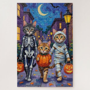 Maine Coon Katzen beim Trick-or-Treat an Halloween Puzzle