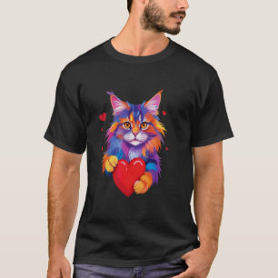 Maine Coon Katzen-Shirt - Farbige Maine Coon Herz T-Shirt
