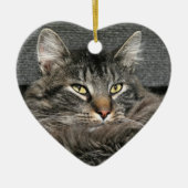 Maine Coon Katzengesicht Keramik Ornament (Vorne)