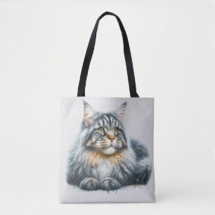 Maine Coon Katzenliebe in Wasserfarbe Tasche
