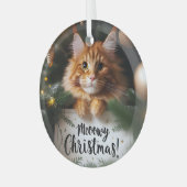 Maine Coon Kitten Meowy Weihnachtsglas Ornament (Vorderseite links)
