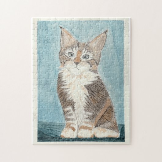 Maine Coon Kitten Original Aquarellmalerei Puzzle (Vertikal)