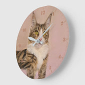 Maine Coon kitten Portrait Große Wanduhr (Winkel)
