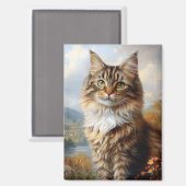Maine Coon Kitten Portrait Magnet (Vorderseite/Rückseite)
