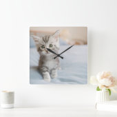 Maine Coon Kitten Quadratische Wanduhr (Zuhause)