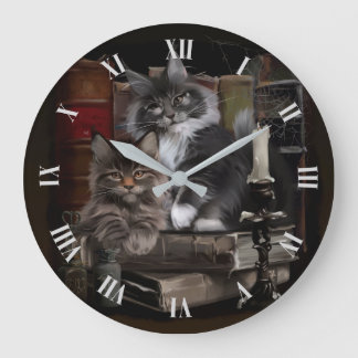 Maine Coon Kittens Große Wanduhr