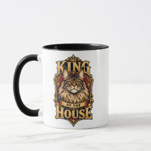 Maine Coon König des Hauses Gold Vintage Wappen Tasse
