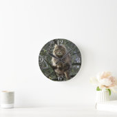 Maine Coon Long-hair Tabby Cat Animal Pet Clock Runde Wanduhr (Zuhause)
