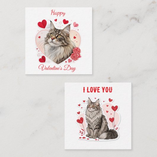 💖 Maine Coon Lover Valentine Cards 🐾 Mitteilungskarte (Vorne/Hinten)