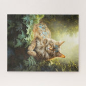 Maine Coon mit Feathers im Wald Puzzle (Horizontal)