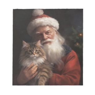 Maine Coon mit Santa Claus Festive Weihnachten Notizblock