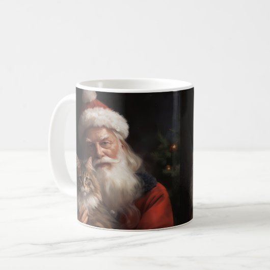 Maine Coon mit Weihnachten Kaffeetasse (Vorderseite Links)