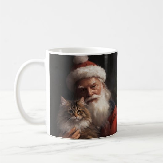 Maine Coon mit Weihnachten Kaffeetasse (Links)