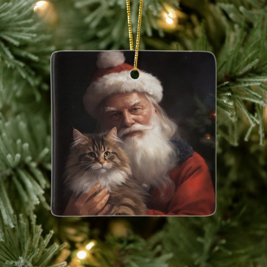 Maine Coon mit Weihnachten Keramikornament (Baum)