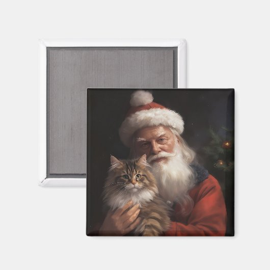 Maine Coon mit Weihnachten Magnet (Vorderseite/Rückseite)