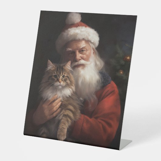 Maine Coon mit Weihnachten Sockelschild (Vorderseite)