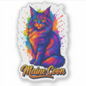 Maine Coon Pop Kunst, Dichtung und Musik Aufkleber (Vorderseite)