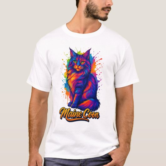Maine Coon Pop Kunst, Dichtung und Musik T-Shirt (Vorderseite)