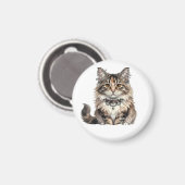 Maine Coon Punk Cat Round Magnet (Vorderseite/Rückseite)
