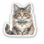 Maine Coon Punk Cat Round Sticker (Vorderseite)