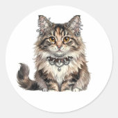 Maine Coon Punk Cat Round Sticker (Vorderseite)